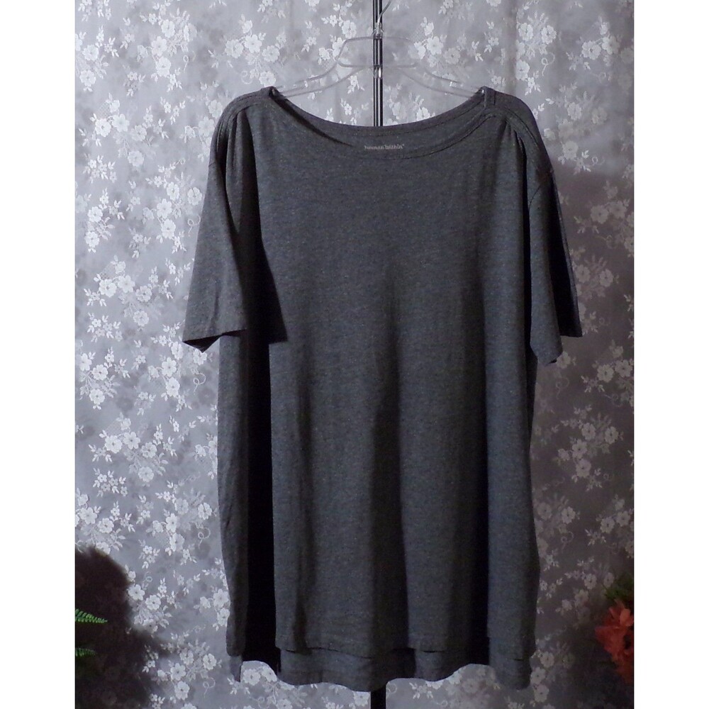 Woman Within Gray Tee Basic Heather Grey Cotton Viscose Short Sleeve Size 18/20